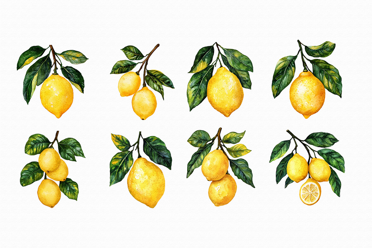Watercolor Lemon Clipart, an Illustration by Libby Wishes (Photo 3 of 4)