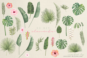 Tropical Vintage Jungle Palm Leaves