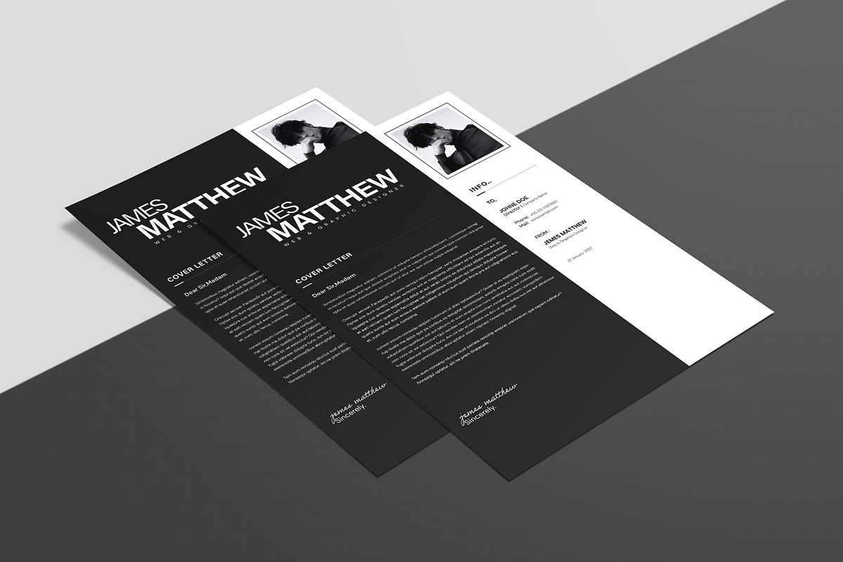 Black and White Resume Template, a Stationery Template by Creatiya Type (Photo 4 of 4)