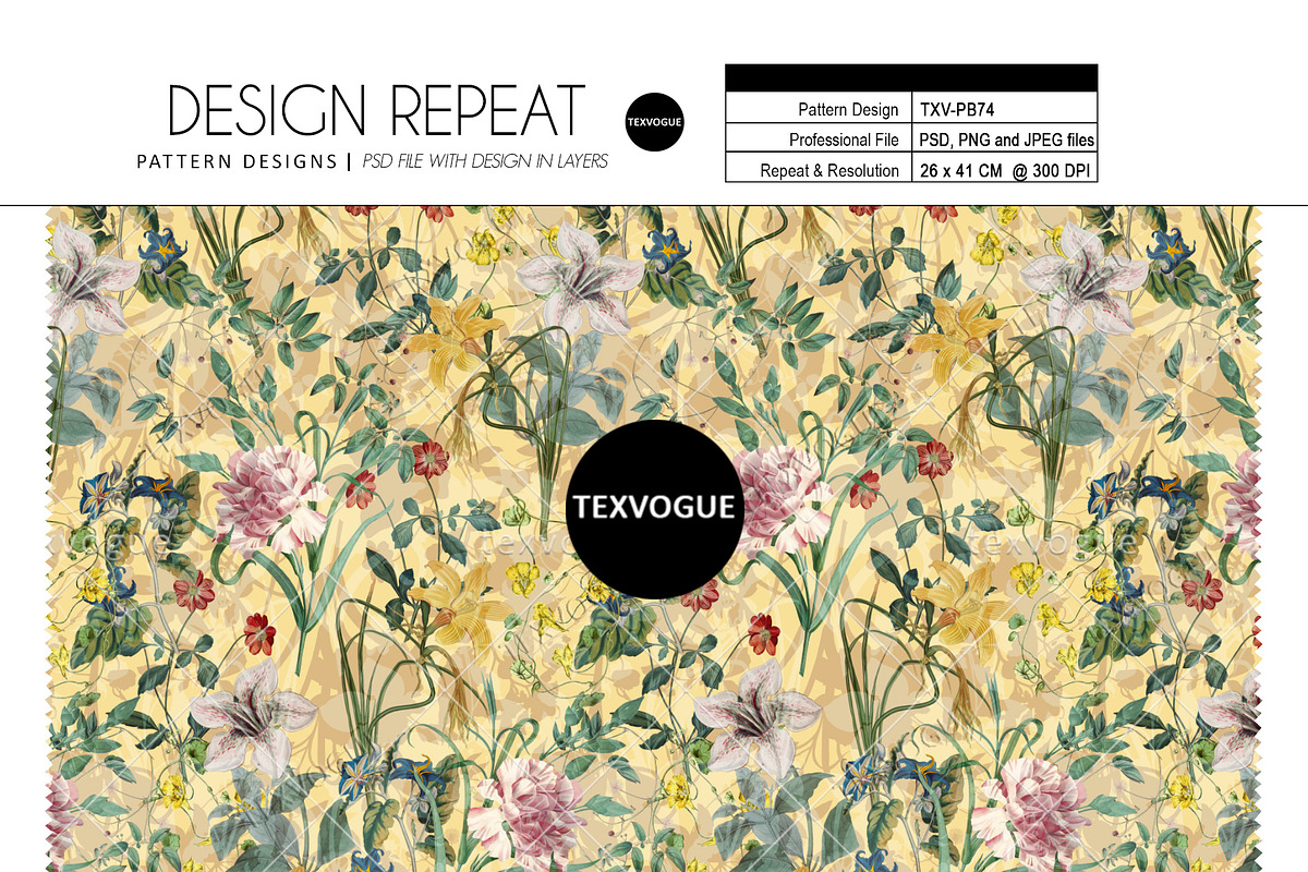 Summer Flowers - Seamless Patterns, a Pattern Graphic by texvogue (Photo 2 of 10)