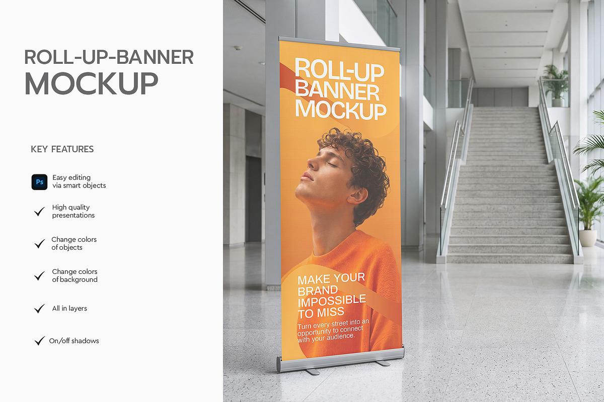 Interior Roll-Up Banner Mockup