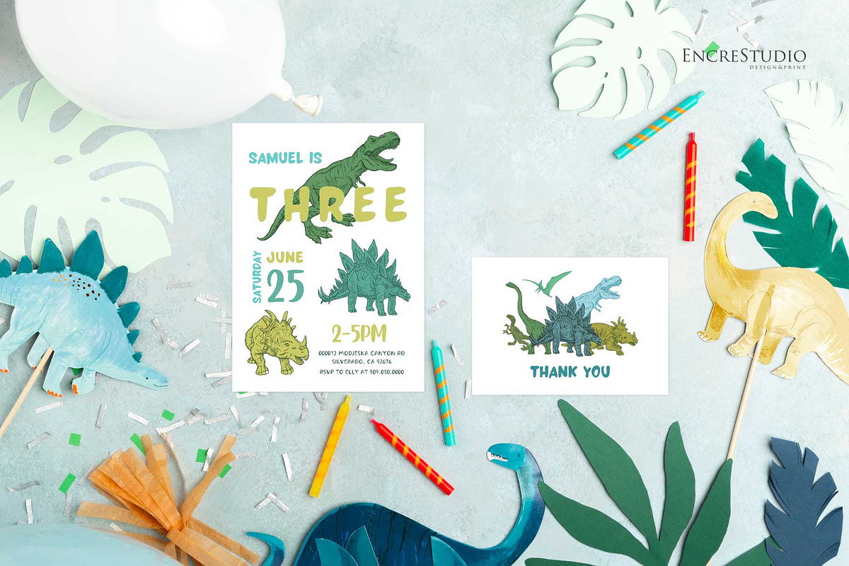 Dinosaur Birthday Invitation, an Invitation Template by Encre Studio (Photo 5 of 5)