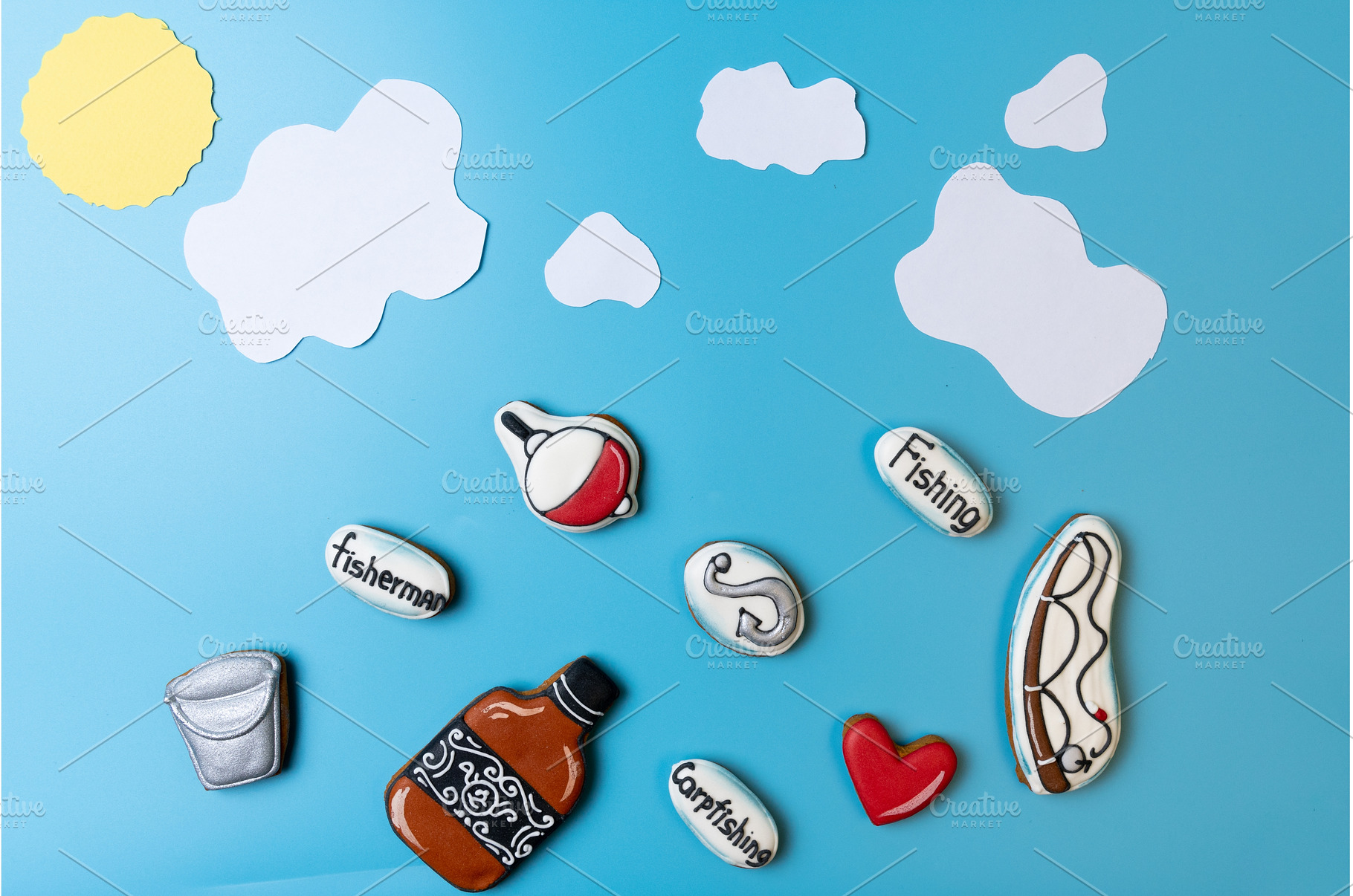 Cookies on a fishing theme. Fishing, a Background Photo by Stockphoto by vzwer