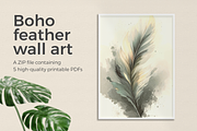 Boho Feather Wall Art, a Decorative Illustration by Redmixx Design (Thumbnail 1 of 3)