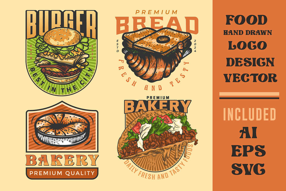 Food hand drawn logo, a Branding & Logo Template by Billah Hub
