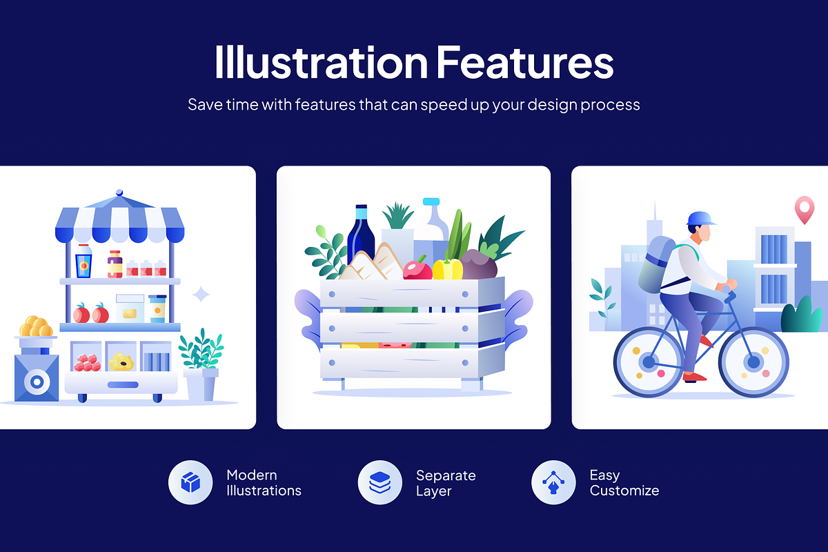 Grocery Shopping Illustrations, a Food Illustration by Prosymbols (Photo 2 of 10)