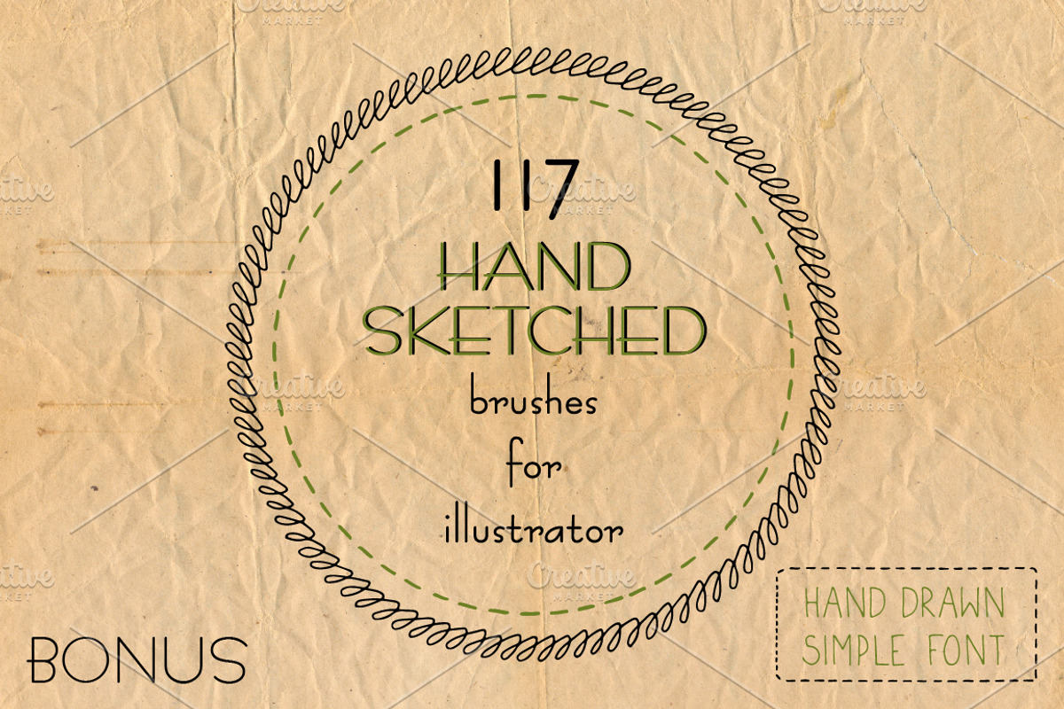 Hand drawn brushes for illustrator, a Brush Add-On by Milla Mi (Photo 1 of 4)