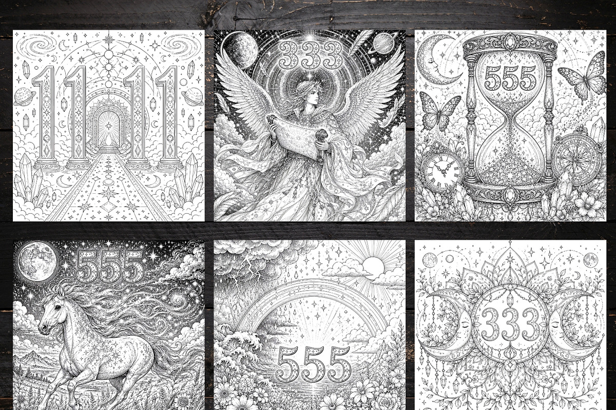 Starseed Angel Number Coloring Pages, a Brochure Template by LA Design (Photo 2 of 10)