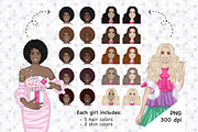 Merry And Bright Girls Clipart, a Person Illustration by GlamArtZhanna (Thumbnail 2 of 4)