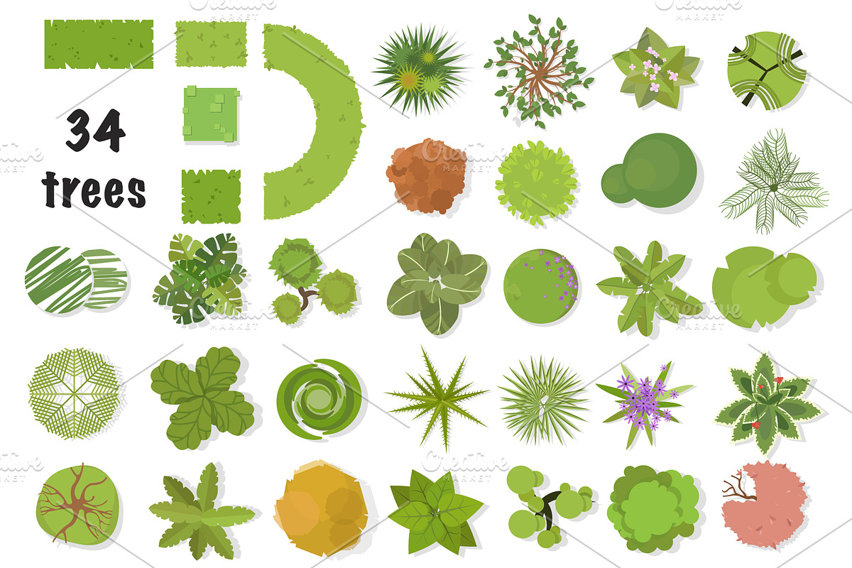 Set of top view trees and bushes, an Illustration by BSVIT (Photo 2 of 3)