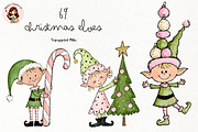 Christmas Elves PNG Clipart Bundle, a Seasonal Illustration by Nicolle's Colorful Art (Thumbnail 1 of 6)