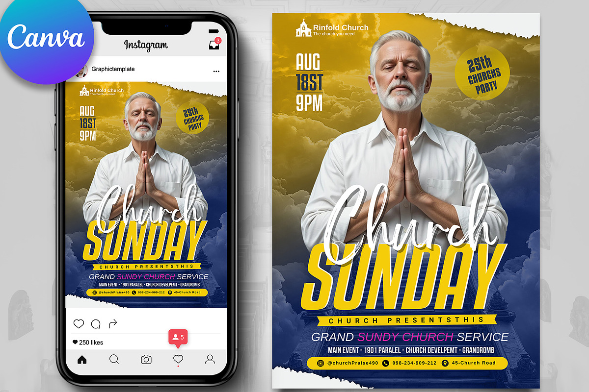 Divine Sunday Prayer Church Flyer, a Flyer Template by Psd Templates (Photo 1 of 3)