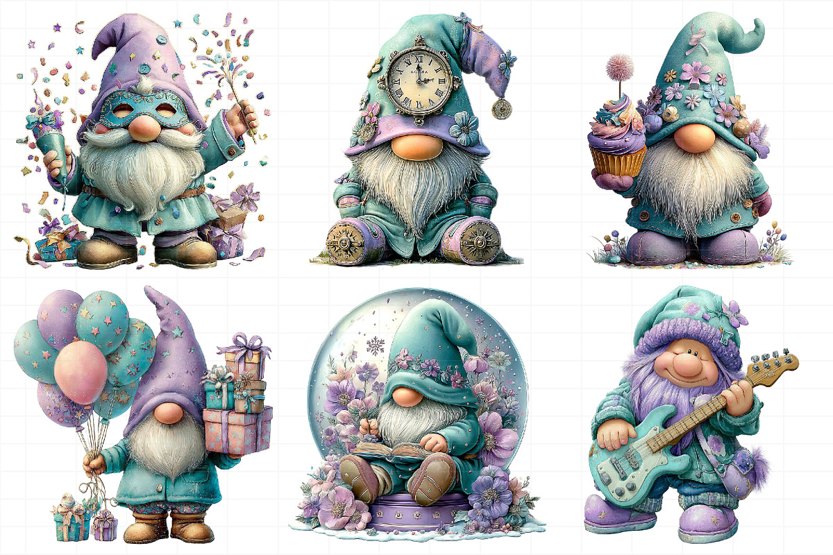 Watercolor New Year Gnome Clipart, an Illustration by Daily.Designs (Photo 3 of 5)