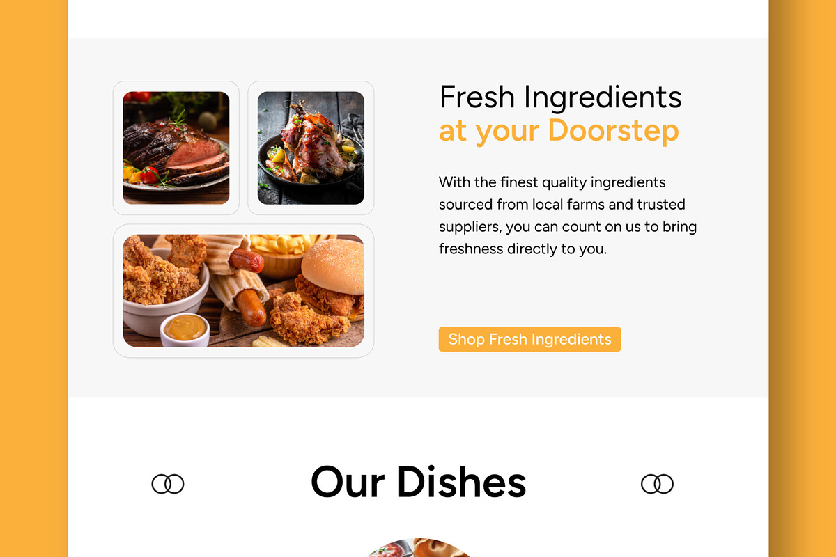 Food Landing Page Design, a Landing Page Template by CreativeShaper (Photo 3 of 6)