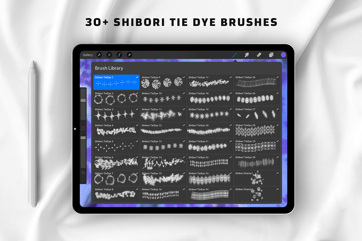 Procreate Shibori Tie Dye Brushes, a Brush Add-On by Nurmiftah (Photo 2 of 11)