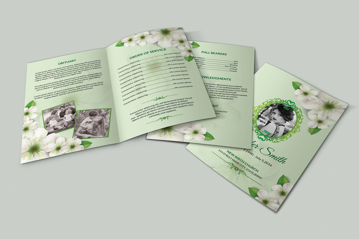 Floral Funeral Program Template, a Brochure Template by Template Shop (Photo 2 of 5)