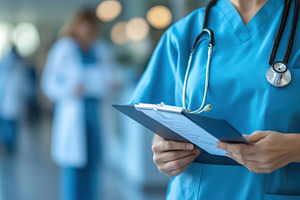 Healthcare Professional with Clipboa, a Health & Medical Photo by Pixeness Studio