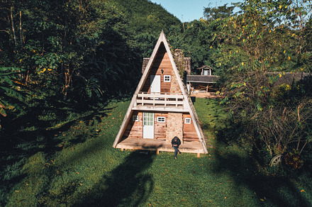 A-Frame cabin in summer morning, a Nature Photo by Art Rachen