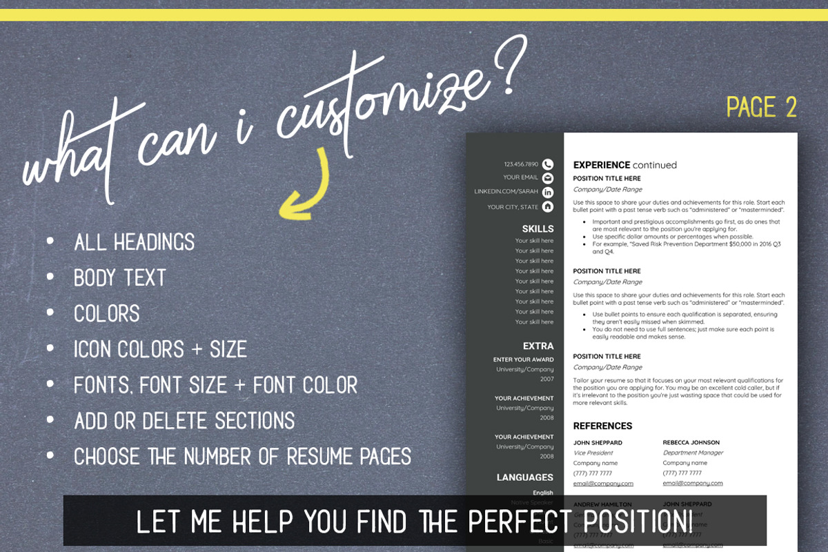 Modern RESUME TEMPLATE with Photo, a Resume Template by LevelUpResume (Photo 4 of 5)