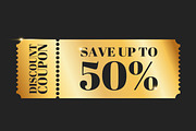 Golden Discount Coupons Set, a Decorative Illustration by PsychocheArt (Thumbnail 3 of 6)
