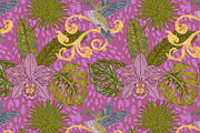 Tropical Hummingbird Orchid Botanica, a Pattern Graphic by NayaChu (Thumbnail 6 of 9)