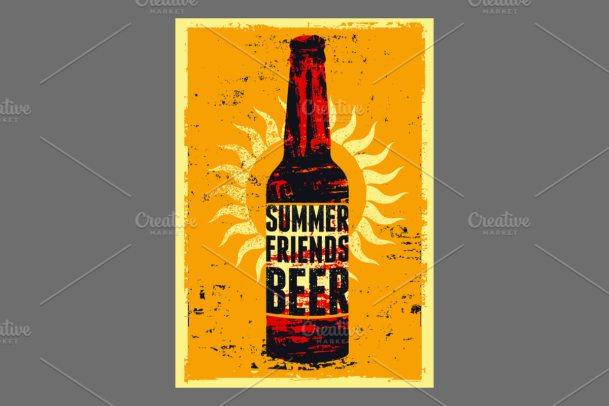 Summer Beer retro vector poster set, a Food Illustration by PoPaShop (Photo 7 of 12)