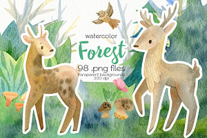 Watercolor Forest Clipart