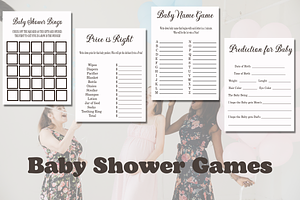 Baby Shower Simple Black Game Bundle