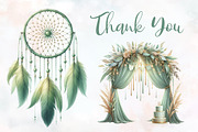 Boho Sage Green Birthday Clipart, an Illustration by RobertsArt (Thumbnail 4 of 8)