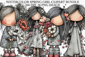 Watercolor Spring Girl Clipart PNG, an Illustration by Canvas Craft