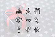 Birthday line icons, an Outline Icon by Lyolya Profitrolya (Thumbnail 2 of 2)
