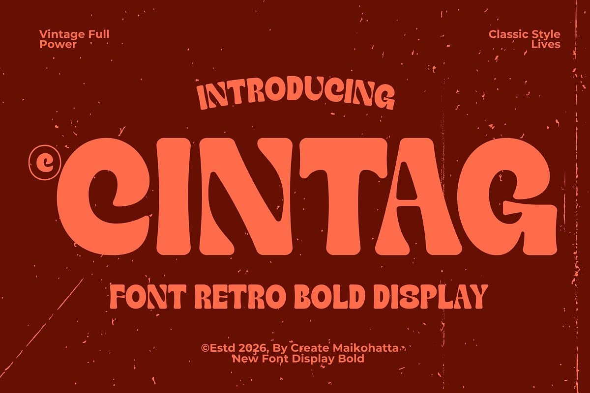 Cintag – Retro Bold Display Font, a Sans Serif Font by MaikoHatta (Photo 1 of 7)