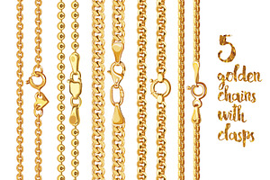 5 Golden Chains With Clasps