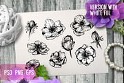 Anemones. Ink flower set, an Illustration by Alena Kaz (Thumbnail 2 of 5)