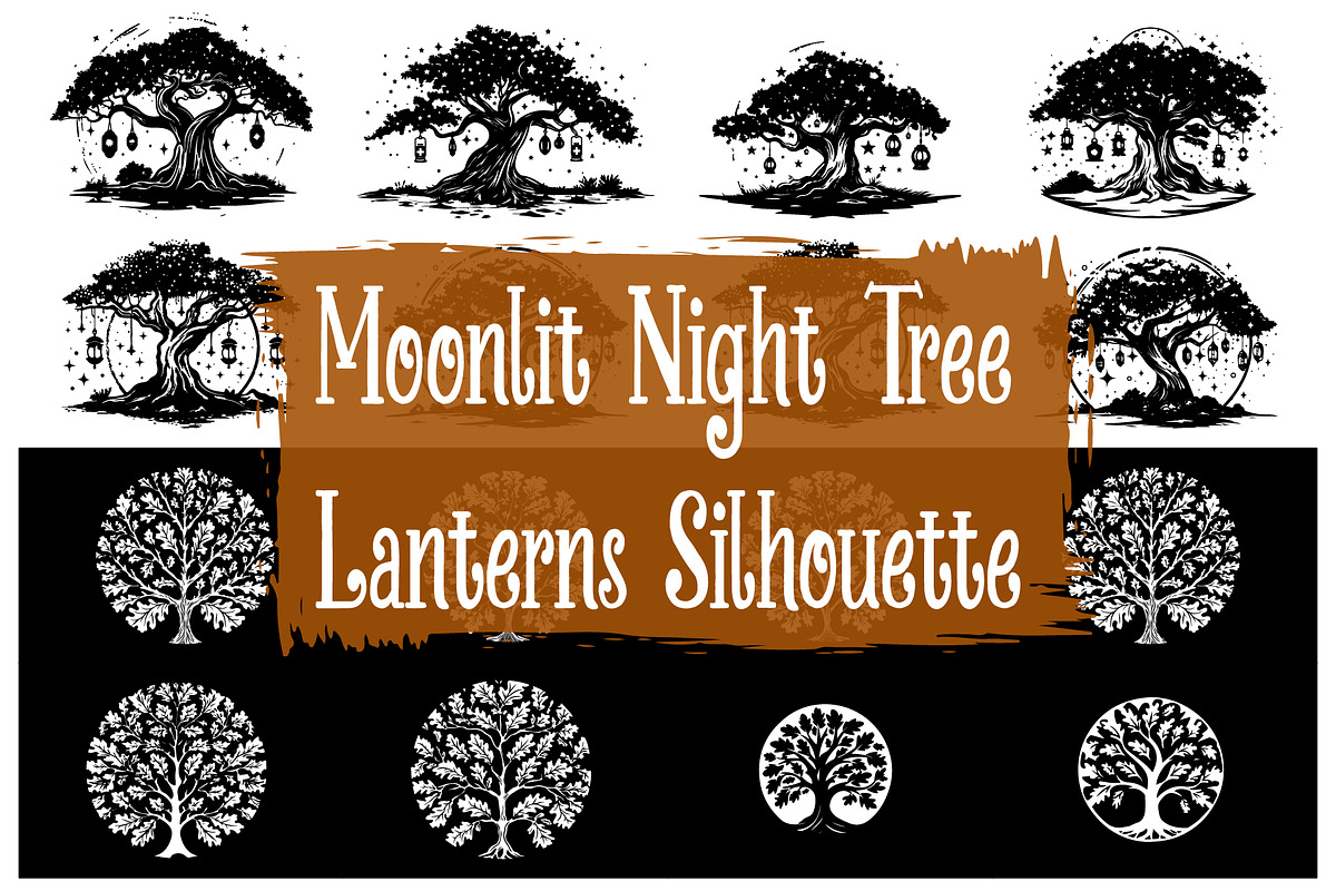 Cosmic Dream Tree Night Clipart, an Illustration by balal