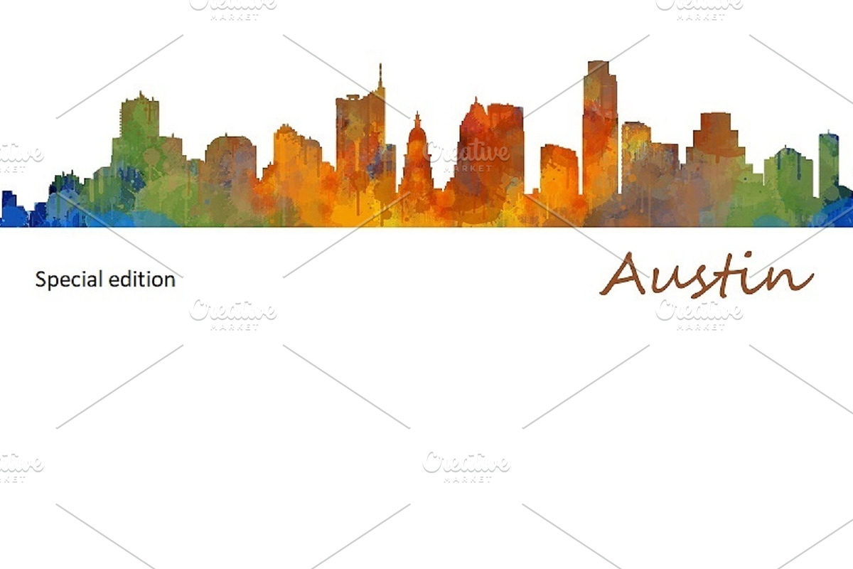 cityOfAustinSingleAustinSkylinev1, an Illustration by HQPhoto Store