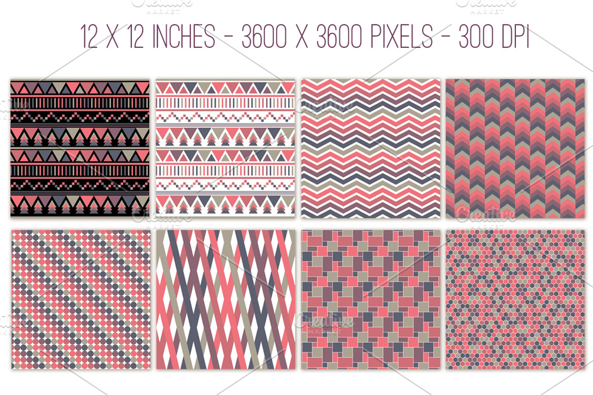 Dusty Rose Purple 16 Pattern Set preview 2