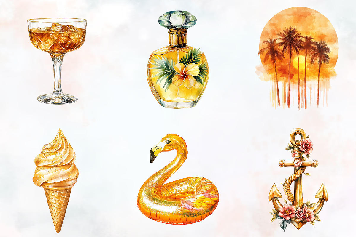 Luxury Golden Summer Clipart, an Illustration by RobertsArt (Photo 7 of 7)