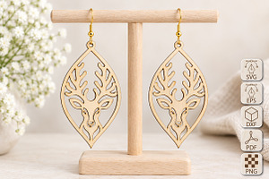 Reindeer Earrings Laser Cut SVG