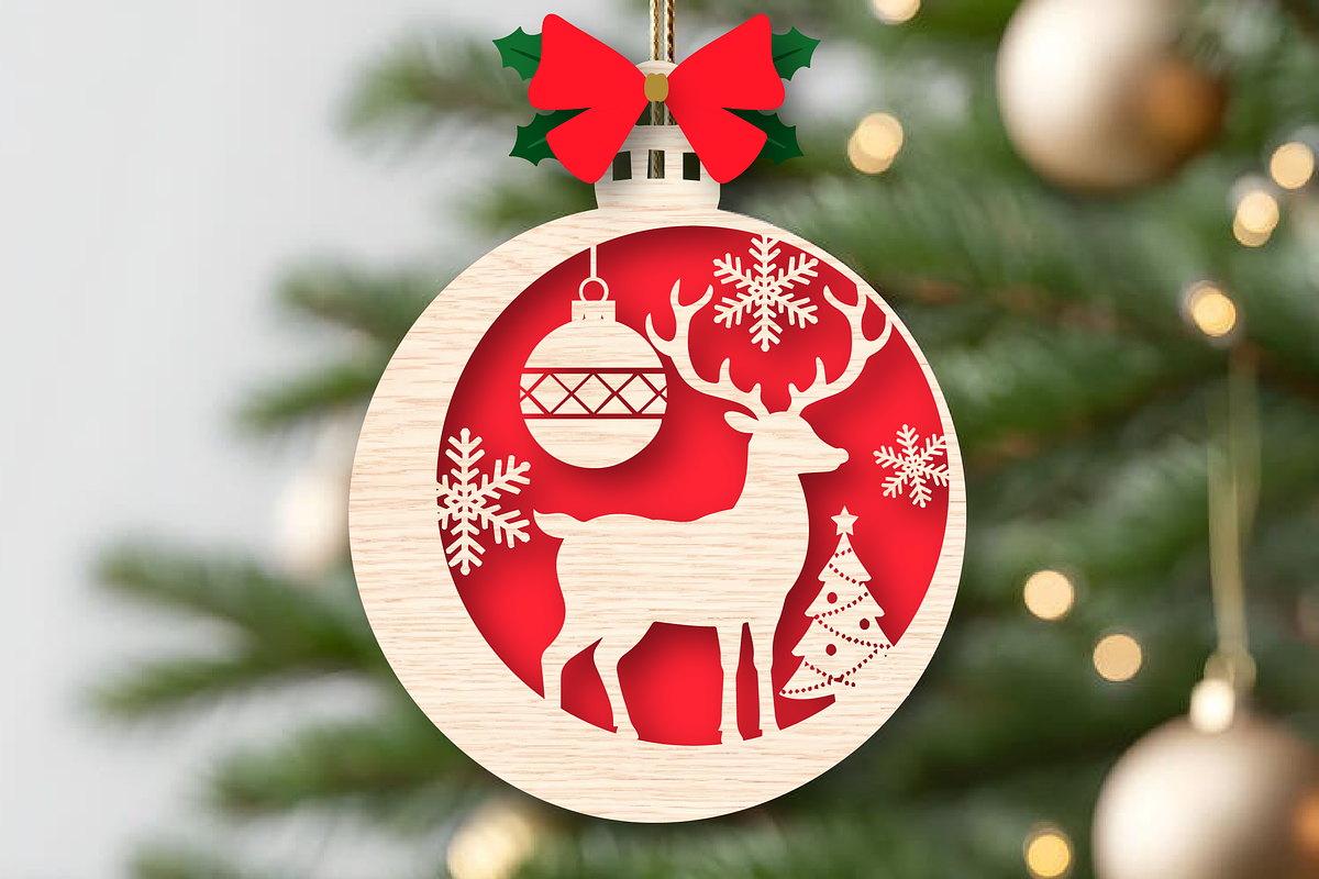 Christmas Ornament Laser Cut File, an Illustration by Canvas Craft (Photo 2 of 3)