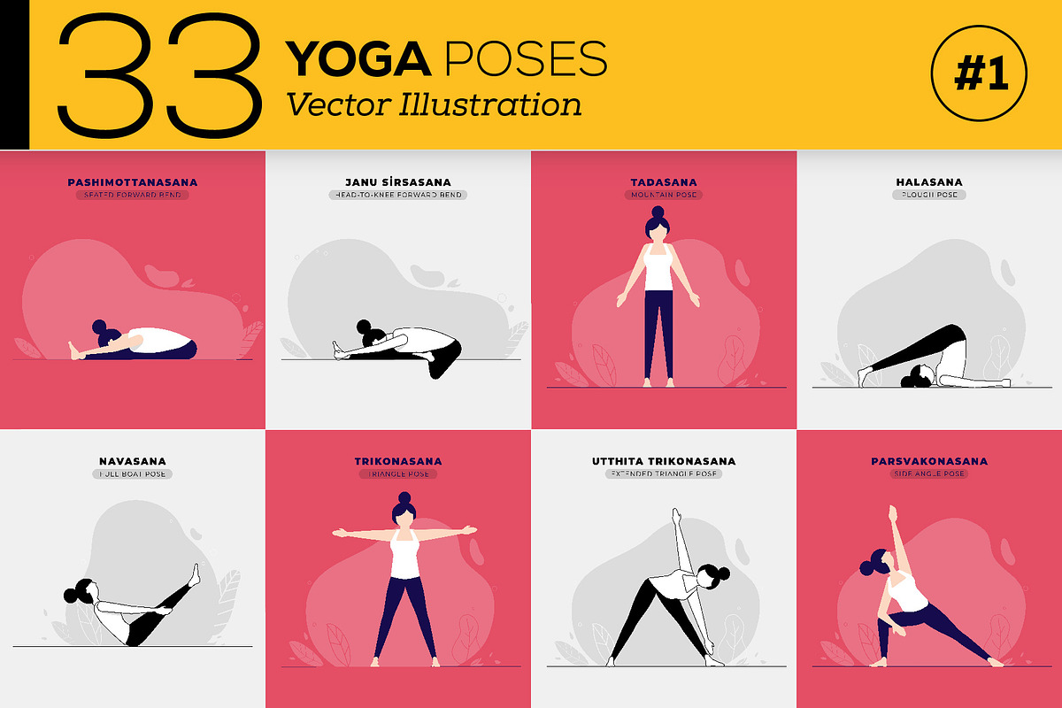 33 Yoga Poses Illustration, an Illustration by Kursat Unsal (Photo 2 of 6)