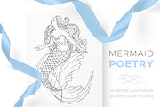Mermaid Poetry. Lineart & Watercolor, an Illustration by EYWA ART (Thumbnail 1 of 12)