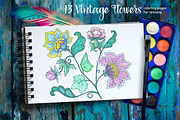 Decorative Flowers - coloring pages, a Decorative Illustration by Elen-Lane (Thumbnail 1 of 5)