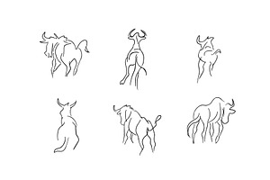 Wild Bull Line Art SVG Bundle, an Animal Illustration by MilanaTT