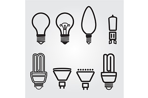 Light bulbs. Bulb icon set, a Technology Illustration by piter.goskov