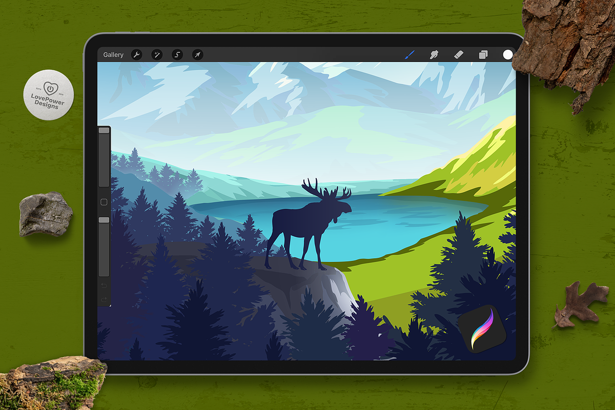 Moose Stamp Brushes for Procreate, a Brushes & More by LovePowerDesigns (Photo 2 of 2)