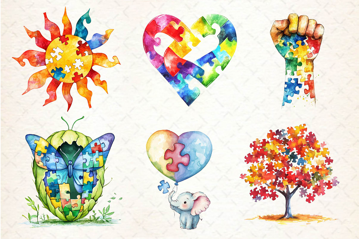 Watercolor Autism Awareness PNG, an Illustration by Dream Creation (Photo 4 of 5)