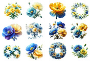 Blue & Yellow Poppy Flowers Clipart, an Illustration by Dream Creation (Thumbnail 3 of 4)