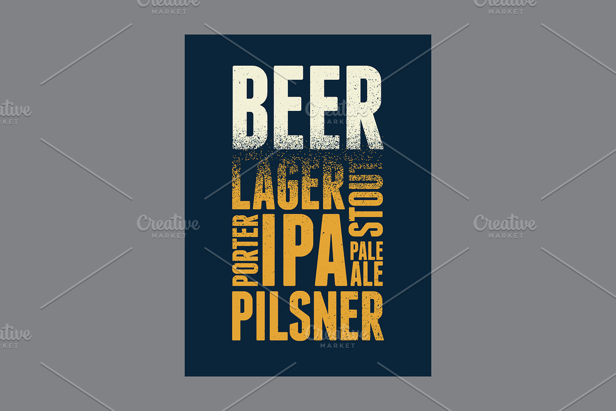 Beer grunge vector poster set., a Food Illustration by PoPaShop (Photo 9 of 9)