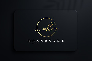 Letter WH Handwritten Signature Logo